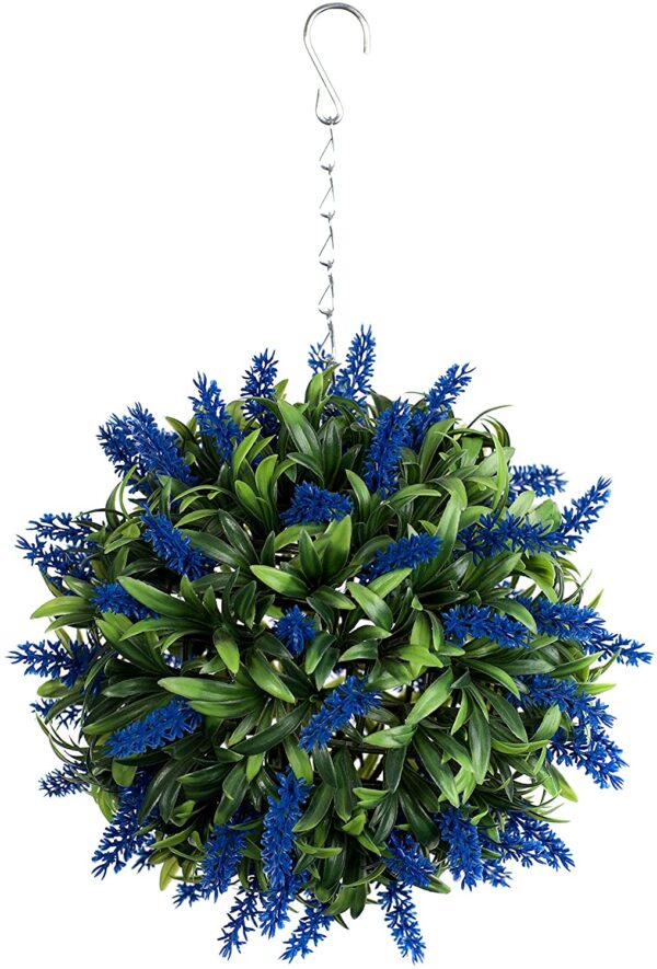 Hanging artificial lavender ball topiary