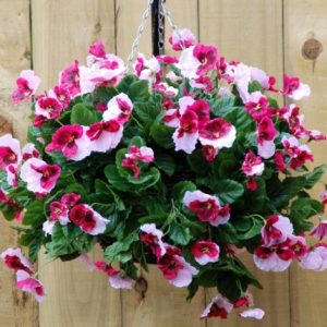 Pink pansy artificial hanging basket