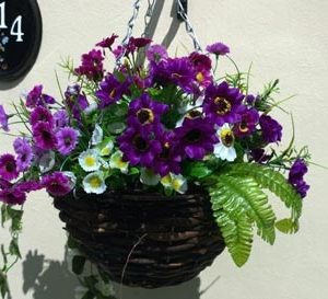 Purple foliage artificial hanging basket