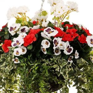 Pansy, Azalea and Geranium Hanging Basket (Artificial)