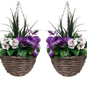 Artificial hanging basket pair