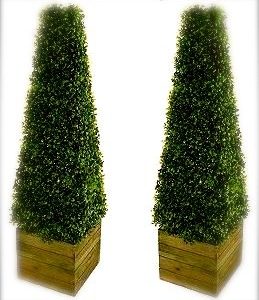 Pair of artificial topiary trees