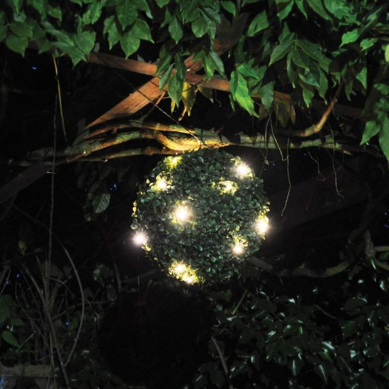 Topiary balls with lights The Artificial Flowers Company