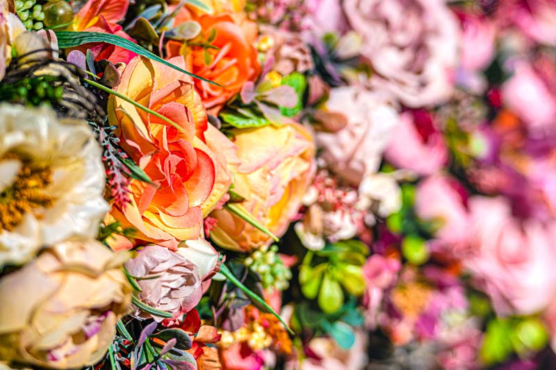 An artificial flower wall