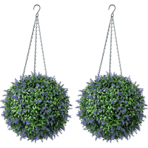 Artificial lavender topiary pair of balls