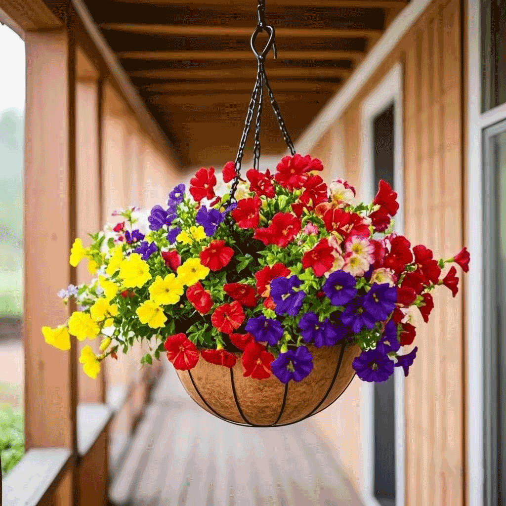 Morning glory hanging basket