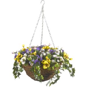 Smart Garden 30cm artificial pansy and trailing ivy basket with galvanised chains