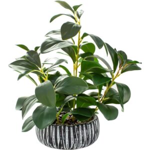 alphaAcc artificial leafy succulent in a textured black pot (32cm)