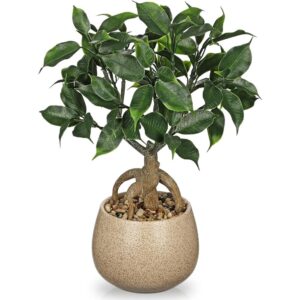 Artificial ficus bonsai in a speckled ceramic pot (35cm)