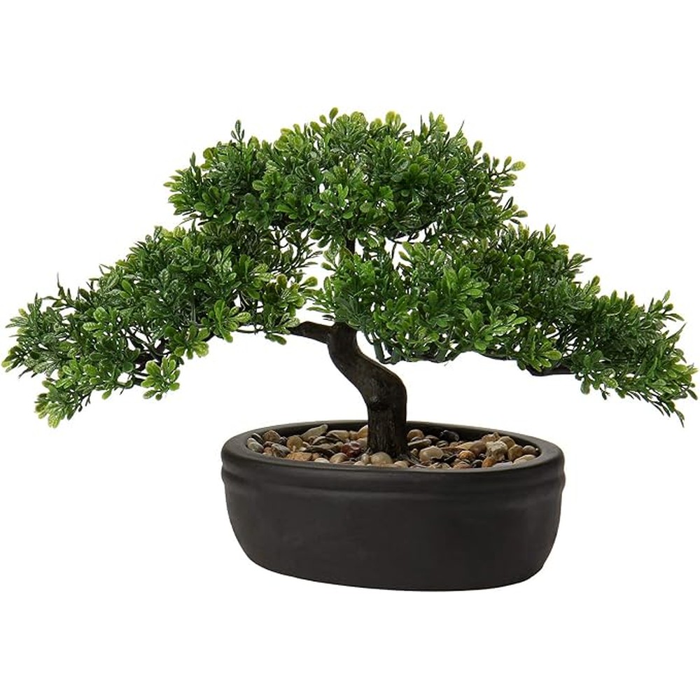 Briful artificial podocarpus bonsai in a pebble-filled pot (23cm)