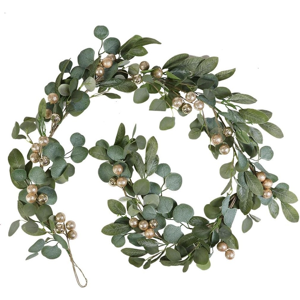 Dibor eucalyptus Christmas garland with sparkling bronze berries (200cm)