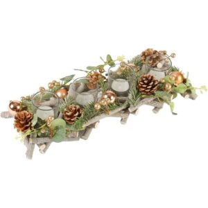 Dibor golden woodland four-candle Christmas centrepiece (40cm)