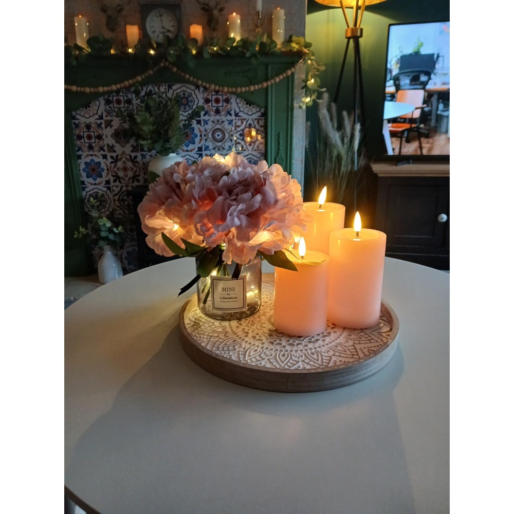 Dusky pink artificial hydrangea arrangement with LED lights (21cm) - Image 3
