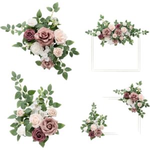 Dusty rose and cream artificial wedding welcome-sign flowers (pair)
