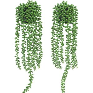 floweroyal artificial string-of-pearls plants in black pots (pair, 47cm)