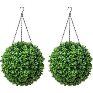 Fresh green artificial laurel topiary balls (pair, 28cm)