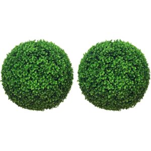 Full green artificial boxwood topiary balls (pair, 40cm)