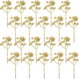 Gold berry Christmas craft picks (20 stems, 18cm)