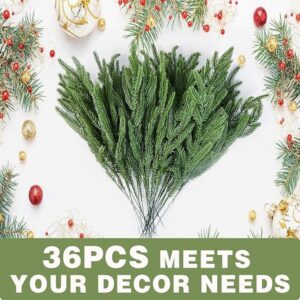 Green Norfolk pine Christmas foliage picks (36 stems, 38cm)