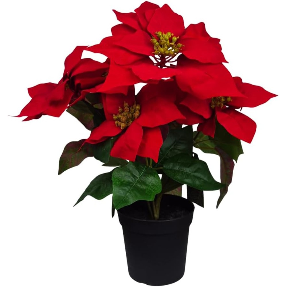 GreenBrokers red artificial poinsettia in a pot (46cm)