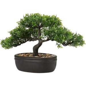 Hollyone artificial bonsai tree with a spreading green canopy (23cm)