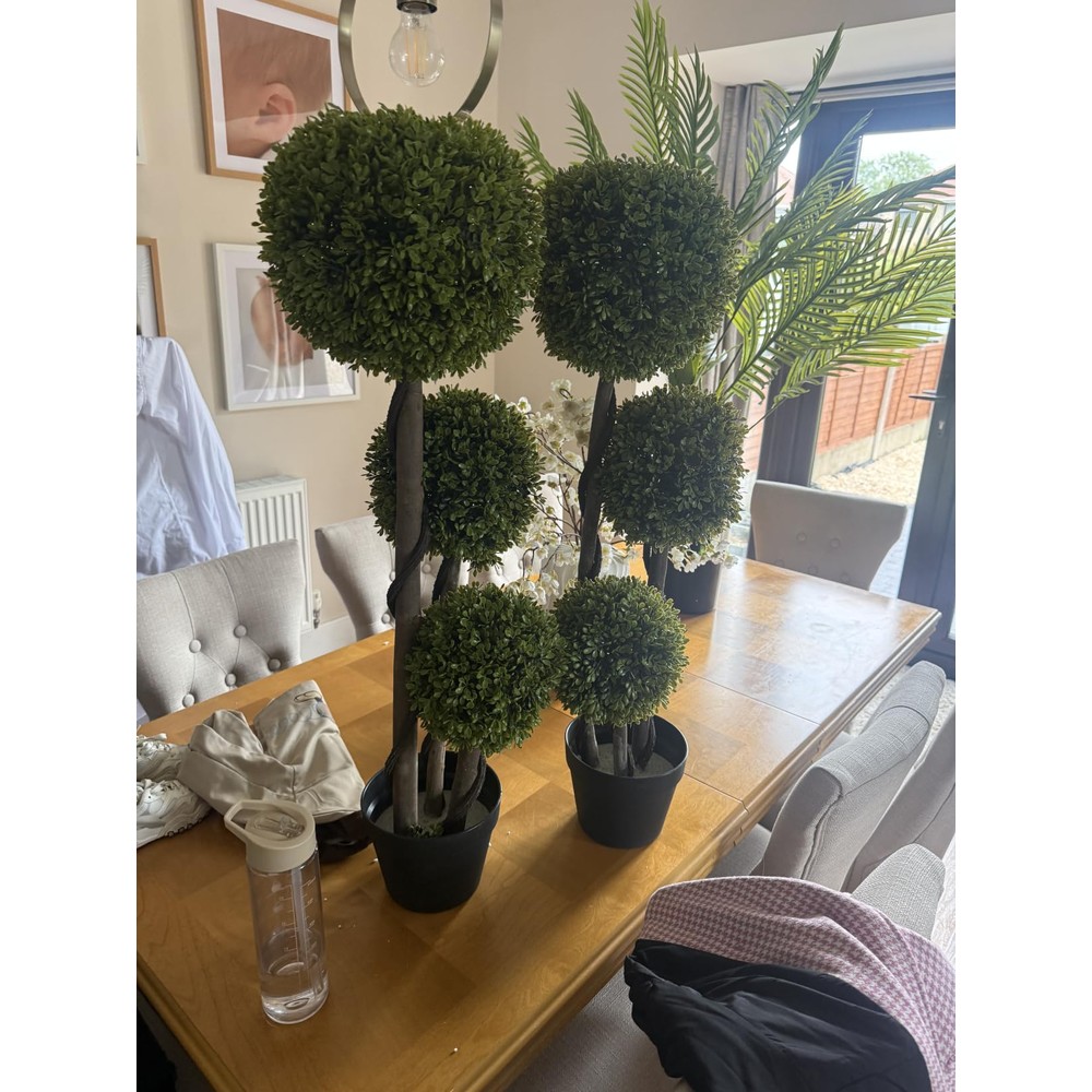 Customer photo of homcom light green triple ball topiary 90cm