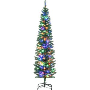 HOMCOM slim pencil Christmas tree with multicoloured lights (6ft)