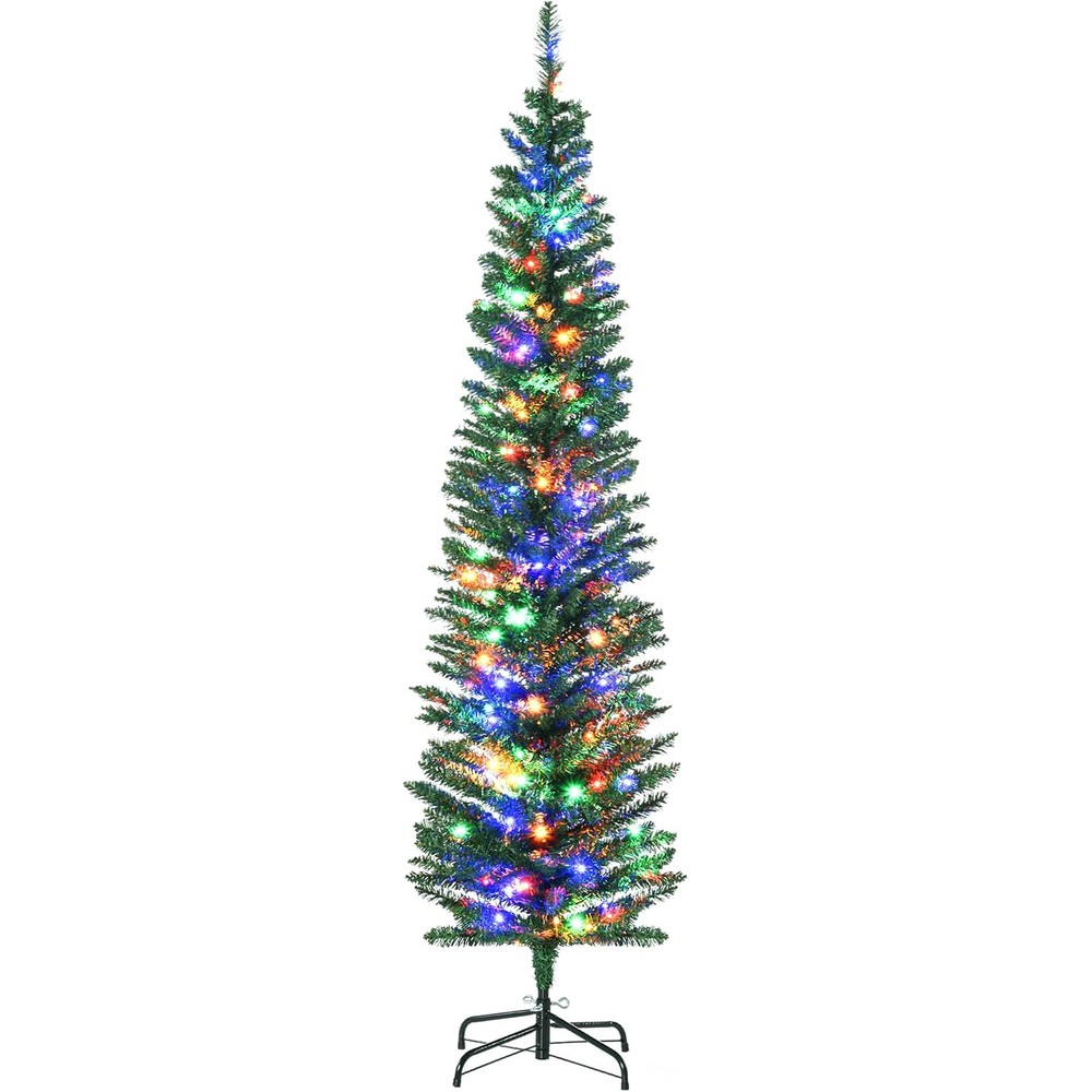 HOMCOM slim pencil Christmas tree with multicoloured lights (6ft)