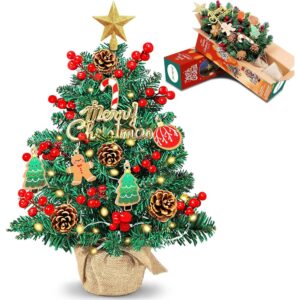 JOY SPOT! Berry Classic tabletop Christmas tree with decorations and lights (2ft)