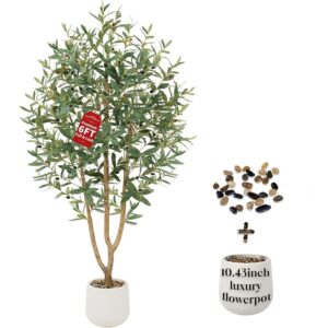 Keeplush artificial olive tree with a tall white planter (180cm)