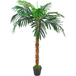 Leaf artificial palm tree with a natural brown trunk (130cm)