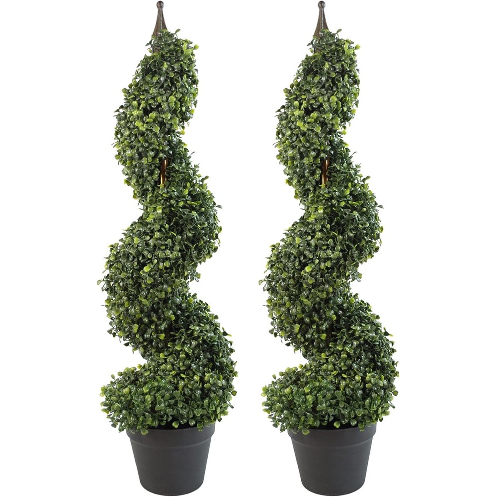 leaf spiral boxwood topiary 90cm pair