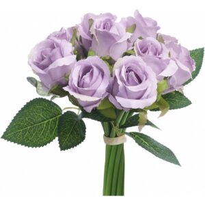 Lilac hand-tied artificial rose bouquet (12 stems, 27cm)