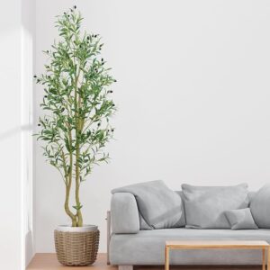 Lush artificial olive tree in a white pot (180cm)