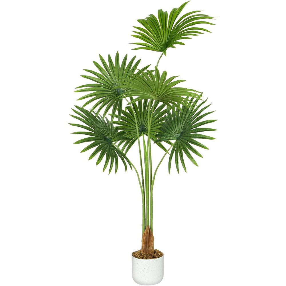 Mcc direct artificial fan palm with broad green leaves (120cm)