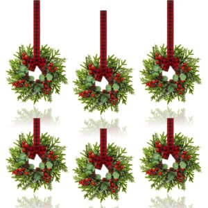 mini christmas cabinet wreaths set six