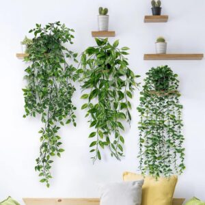 mixed artificial trailing plants in small pots (set of 3)