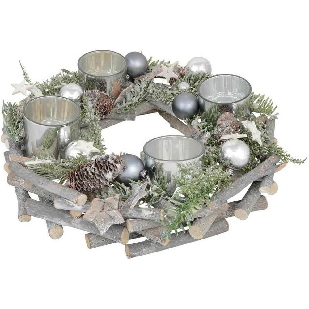 Mr Crimbo silver woodland Advent candle wreath (30cm)