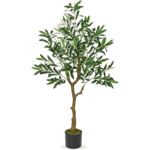 Oairse artificial olive tree with moss and black pot (122cm)
