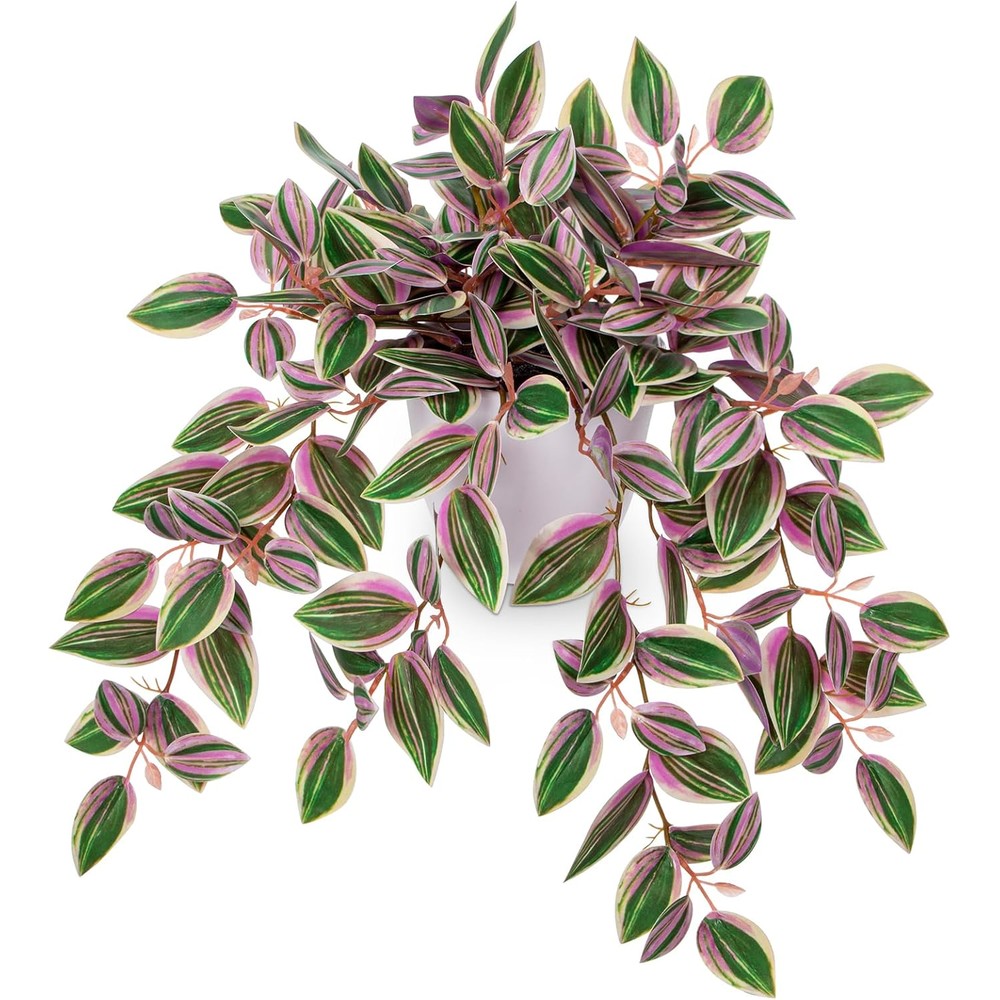 oairse pink artificial tradescantia in a white pot (45cm)