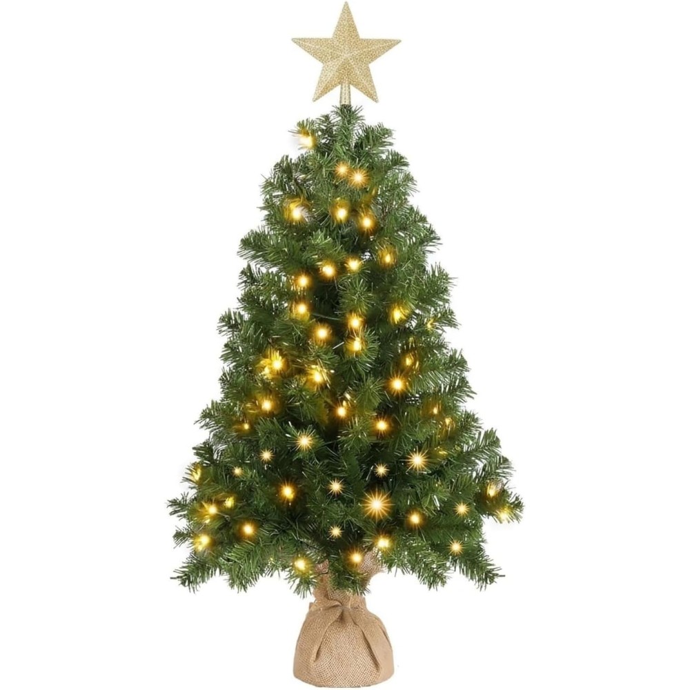 Outopee warm white pre-lit Christmas tree with star topper (3ft)