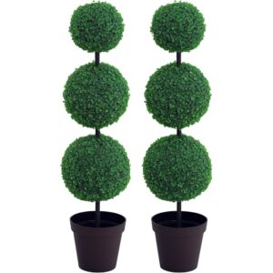 outsunny triple ball topiary 112cm pair