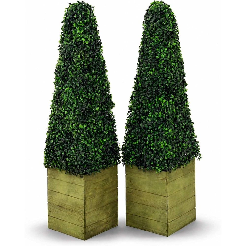 oypla pyramid topiary wooden planters 90cm pair