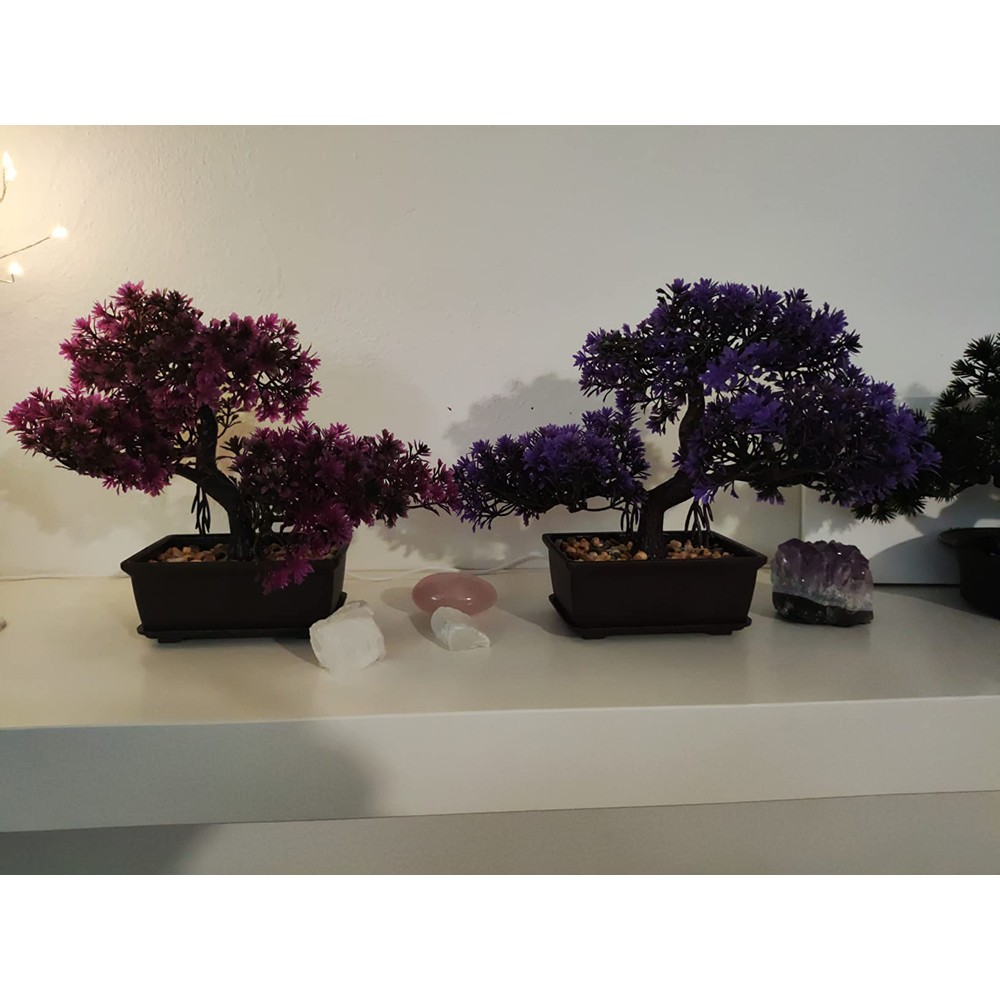 Pink and purple artificial pine bonsai trees (pair, 20cm) — customer photo
