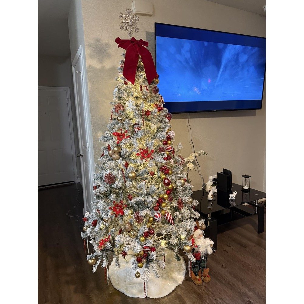 Customer display: Red and gold glitter poinsettia Christmas picks (12 flowers, 14cm)