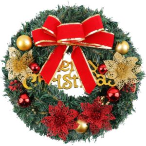 red gold merry christmas wreath 30cm