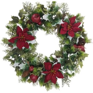 red poinsettia christmas wreath 41cm