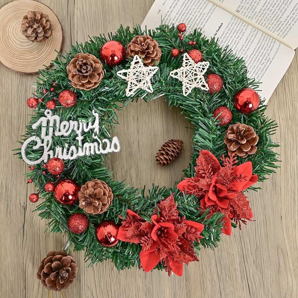 red poinsettia star wreath 35cm