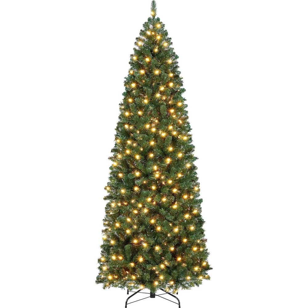 Ronipic slim Christmas tree with white and multicoloured lights (7ft 6in)