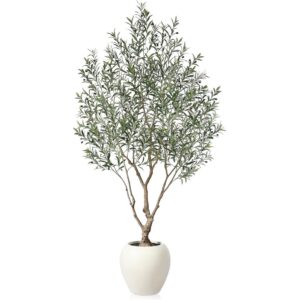 Soguyi large artificial olive tree in a rounded cream planter (240cm)